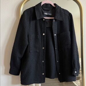 Zara Women's Textured Black Utility Jacket